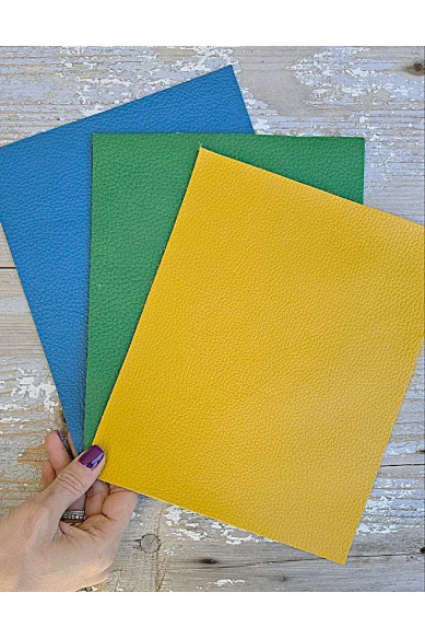 3 Ritagli di pellami unici selezionati, stampa grana DOLLARO, pezzi come da foto 20x25 cm, spessore alto