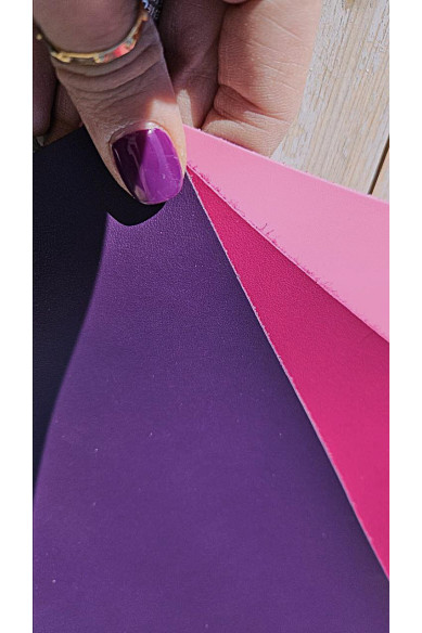 3 Selected leather pieces, solid colors, pink, purple and magenta, selection leather pieces as per pictures 8x10" / 20x25 cm