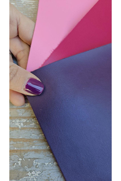 3 Selected leather pieces, solid colors, pink, purple and magenta, selection leather pieces as per pictures 8x10" / 20x25 cm