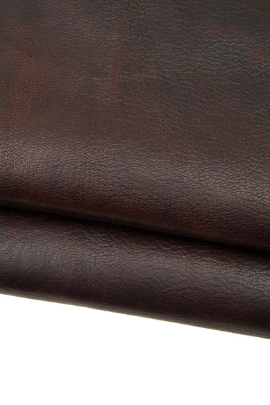 Assortimento 2 pellami SPORTIVI stropicciati, capra marrone  + vitello nero, pelli VEGETALI vintage