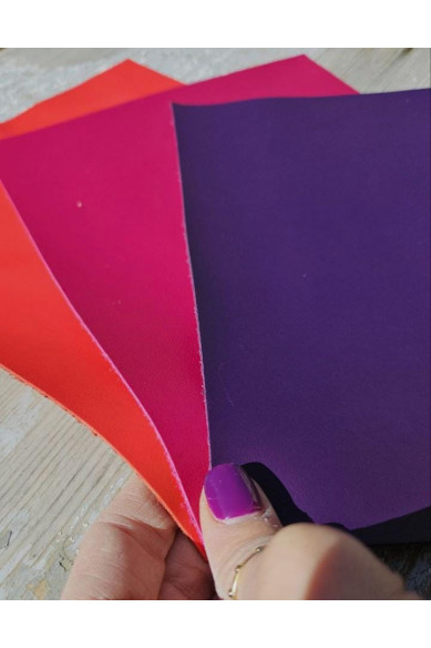 3 Selected leather pieces, solid colors, red, purple, magenta, selection leather pcs as per pictures, very soft   8x10"/20x25 cm