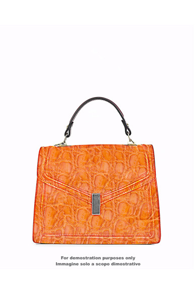 Orange tan CROCODILE embossed leather hide, top quality glossy calfskin, cowhide for crafting