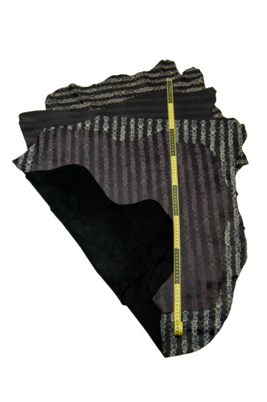 NAPPA a RIGHE, pelle nera stampata, pellame morbido originale per il fai da te