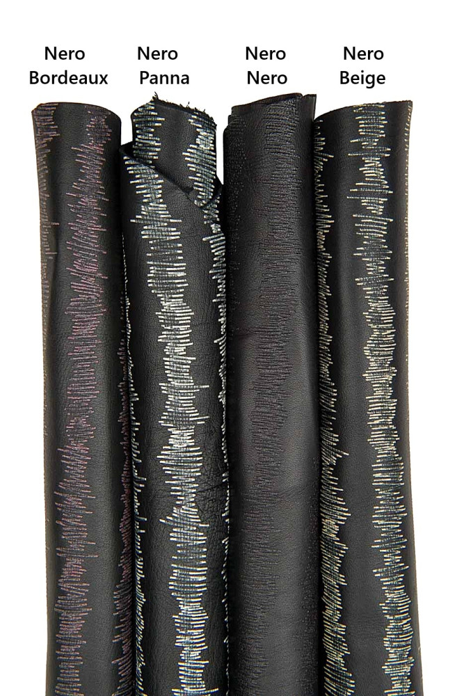 NAPPA a RIGHE, pelle nera stampata,...