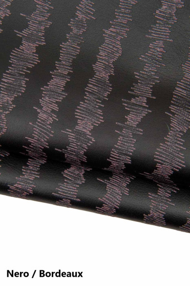 NAPPA a RIGHE, pelle nera stampata, pellame morbido originale per il fai da te