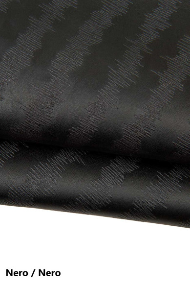 NAPPA a RIGHE, pelle nera stampata, pellame morbido originale per il fai da te