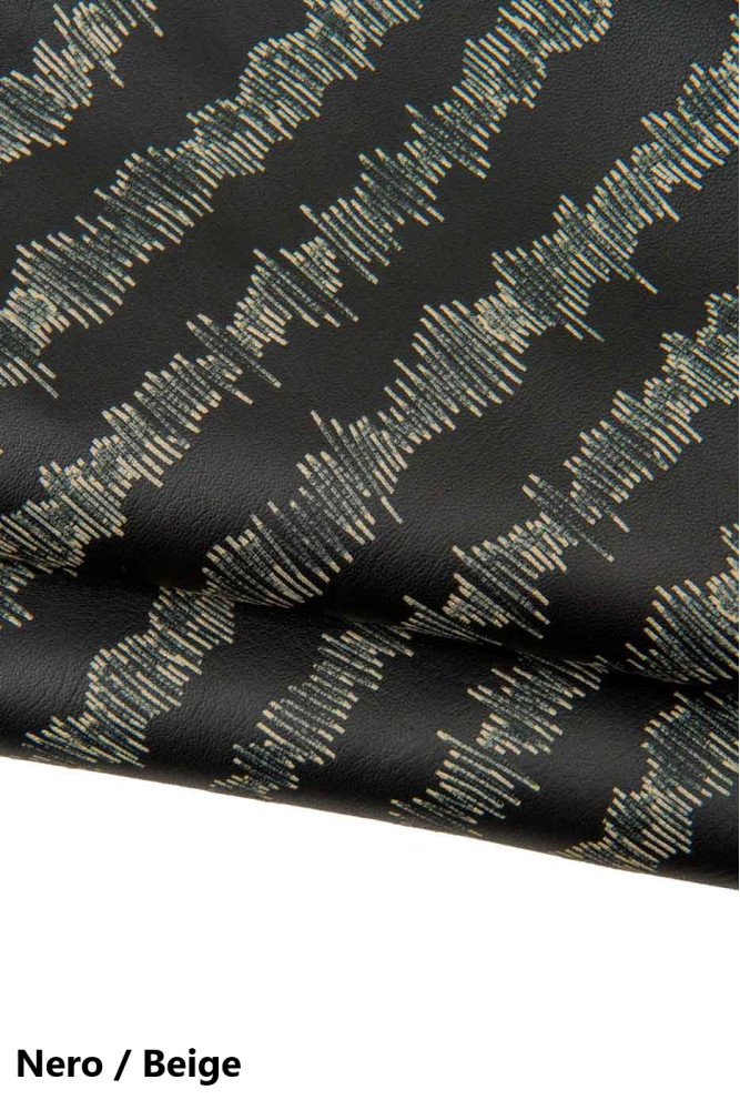 NAPPA a RIGHE, pelle nera stampata,...