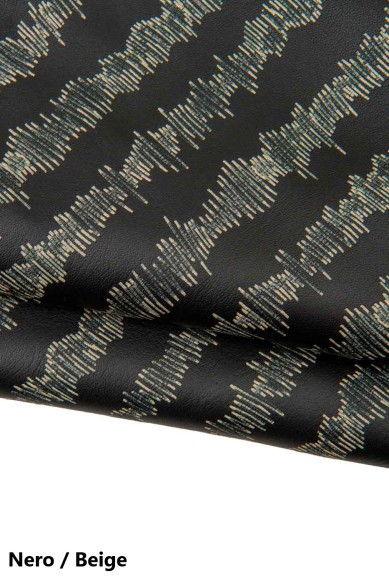 NAPPA a RIGHE, pelle nera stampata, pellame morbido originale per il fai da te