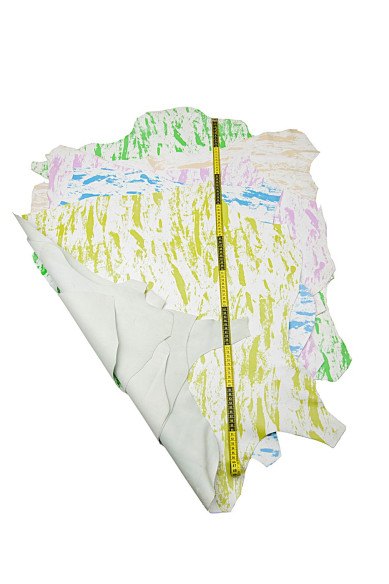 STROKES PATTERN on white leather skin, splash printed nappa sheepskin, soft lambskin for hobbyists
