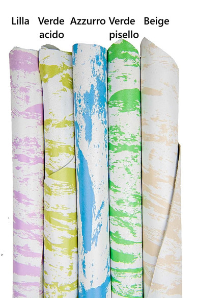 PELLAME bianco STAMPATO effetto pennellate, nappa disegno schizzo, pelle morbida per hobbisti