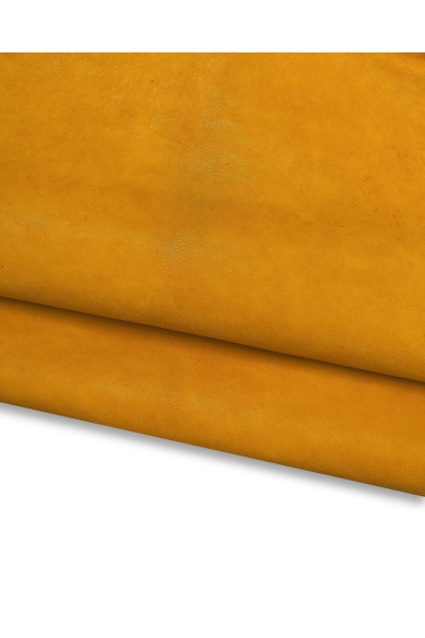 Boundle of 3 SPORTY leather skins, yellow orange brown soft goatskins, solid color hides as per pictures