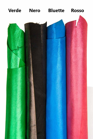 Pelli CAMOSCIO a STRISCE, capra scamosciata laminata, pellame metallizzato per il fai da te
