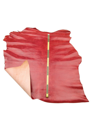Pelle rosso scuro, vitellino VINTAGE concia VEGETALE, pellame lucido pull up morbido per artigianato