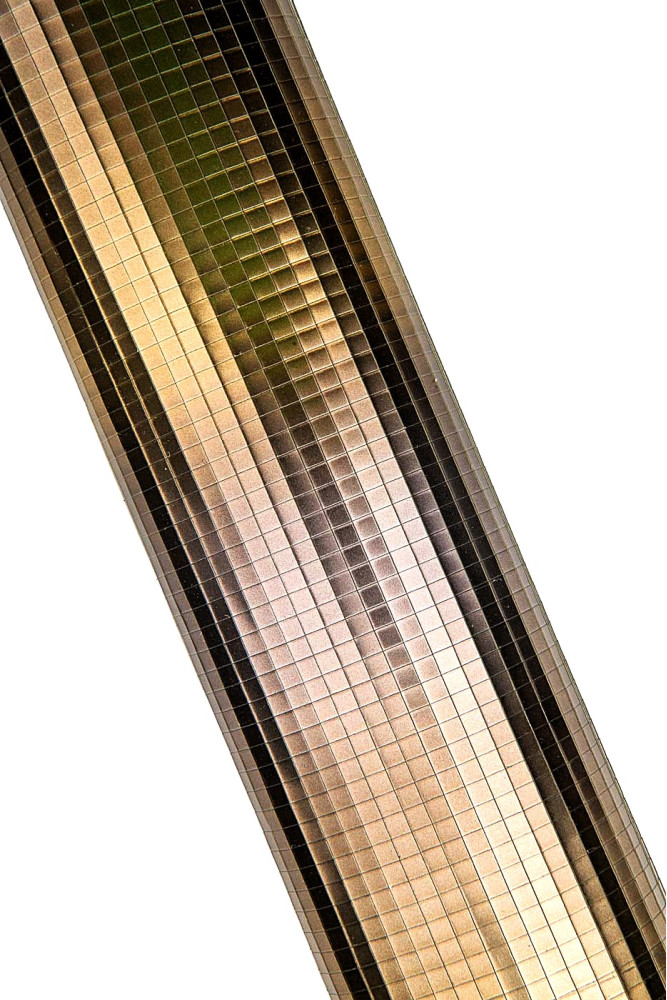 GEOMETRIC printed metallic leather...