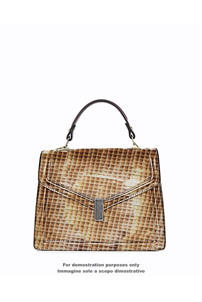 GEOMETRIC printed metallic leather...