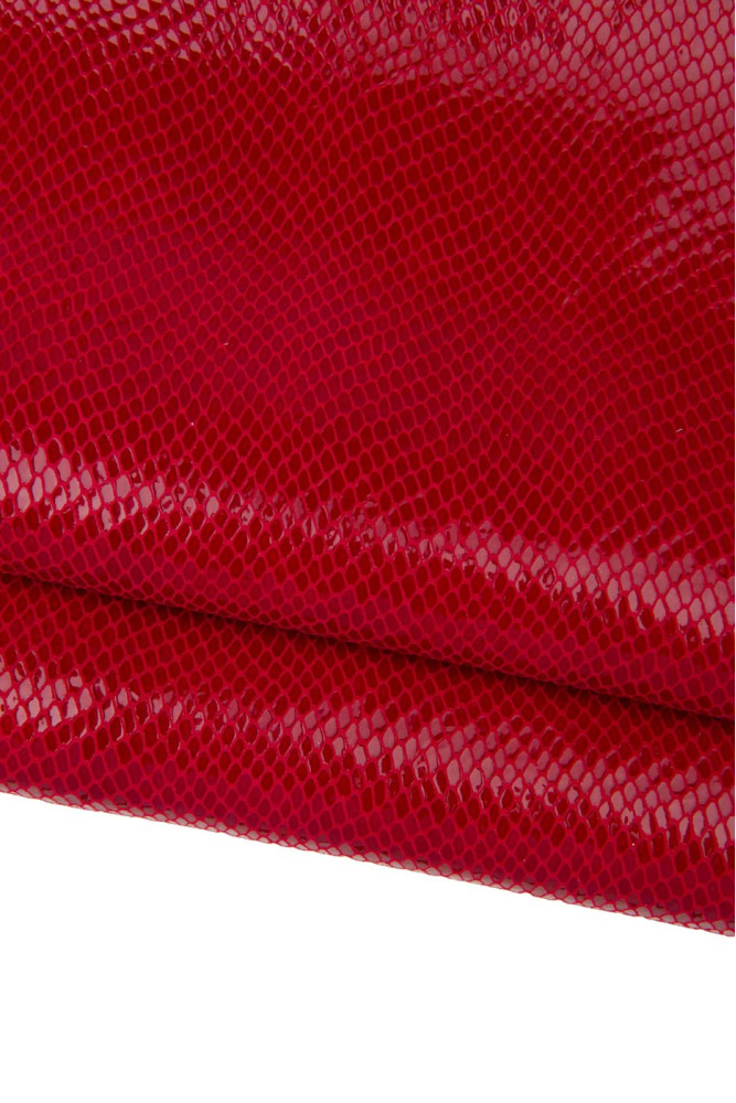Red PYTHON leather skin, glossy...