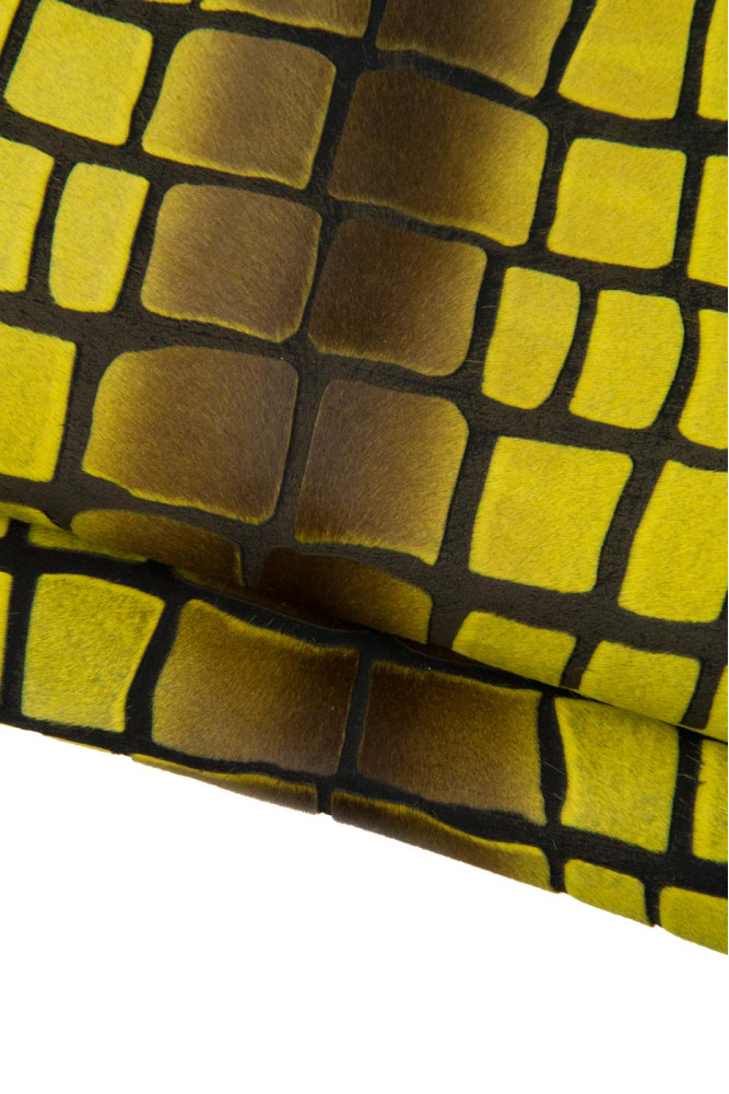 Pelle CAVALLINO giallo acido stampa...