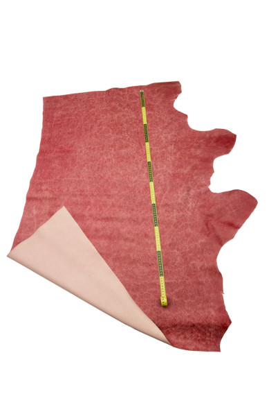 Pelle super VINTAGE bordeaux, vitello scamosciato INVECCHIATO, pellame effetto stropicciato morbido