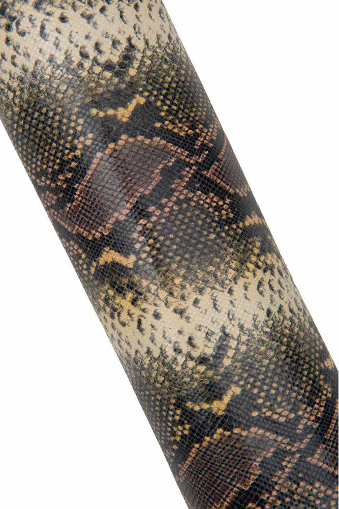 PYTHON textured leather skin, brown...