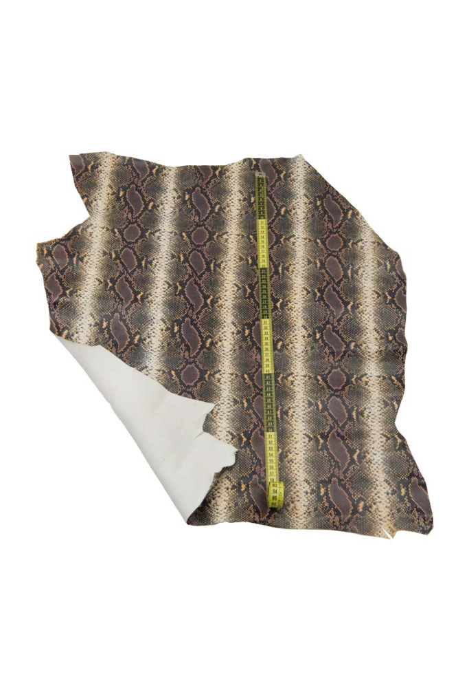 PYTHON textured leather skin, brown...