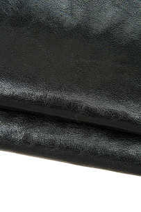 Black GLOSSY goatskin hide,...