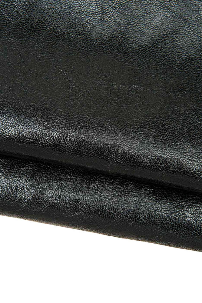 Black GLOSSY goatskin hide, tiny...