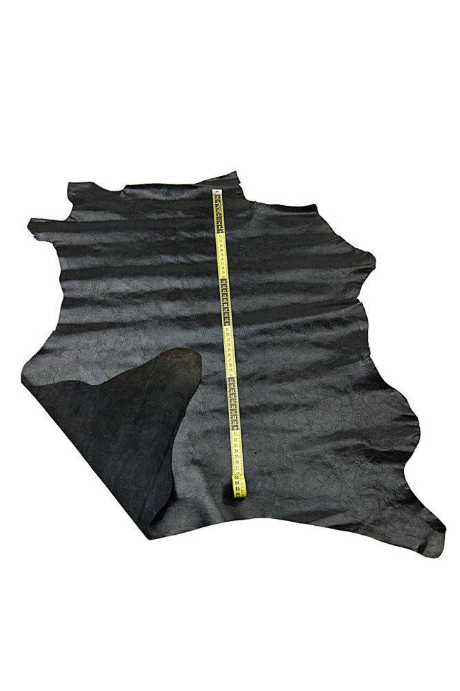 Black GLOSSY goatskin hide, tiny...