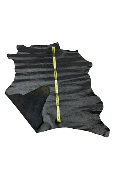 Capra LUCIDA nera, pellame nero con GRANA piccola, stropicciato, pelle sportiva morbida 0.9 -1.0 mm