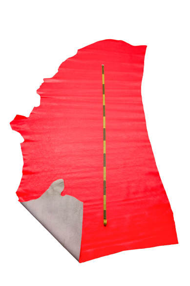 FLUO - neon orange leather hide, soft NAPLACK cowhide, wrinkled calfskin dor diy projects