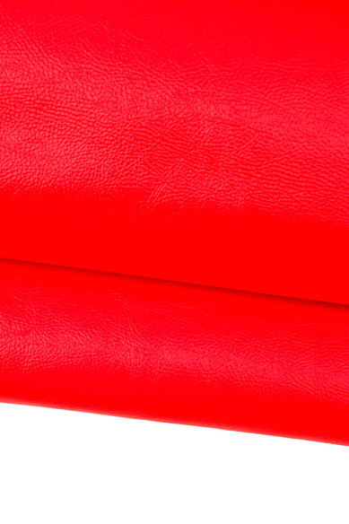 FLUO - neon orange leather hide, soft NAPLACK cowhide, wrinkled calfskin dor diy projects