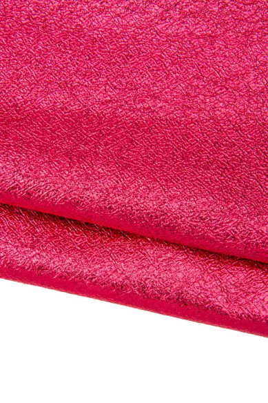 Pelle LAMINATA rossa, capra METALLIZZATA stropicciata, pellame morbido per il fai da te