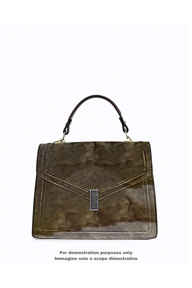 Mud brown PATENT cowhide, glossy LACQUERED leather hide, abstract print on calfskin, medium softness