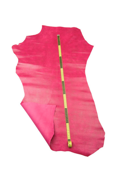 Pellame stampa LUCERTOLA fuxia, capra lucida motivo LIZARD, pelle rettile sfumata per hobbisti