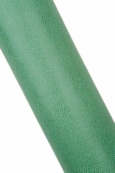 Pelle verde salvia stampa RETTILE, capra lucida morbida LUCERTOLA, pellame 0.7 - 0.9 mm per hobbisti