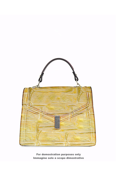 Beige gold MAXI CROCODILE printed leather hide, embossed metallic cowhide, luxurious calfskin for crafting