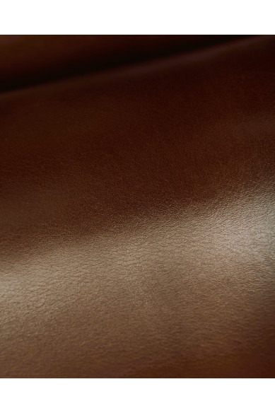 Brown vintage leather hide, PULL UP smooth glossy calfskin, natural full grain cowhide