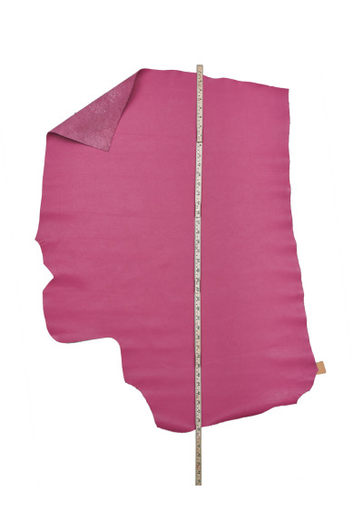 Fuchsia leather hide with LIGHT GRAIN sporty soft cowhide, semi-glossy calfskin for crafting  1.3-1.5 mm