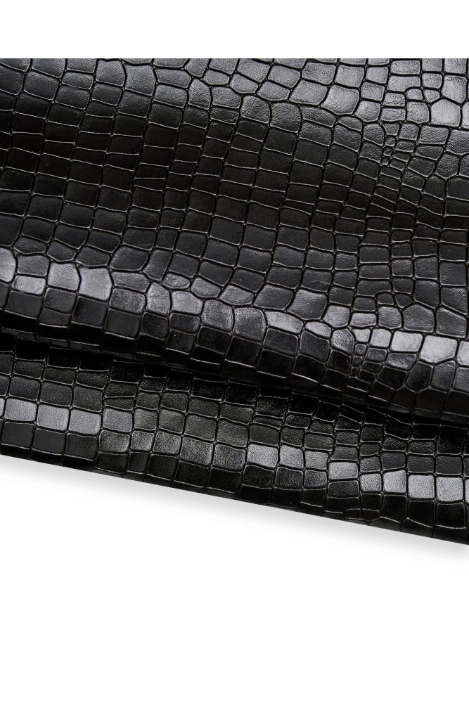 Black glossy CROCODILE embossed on...