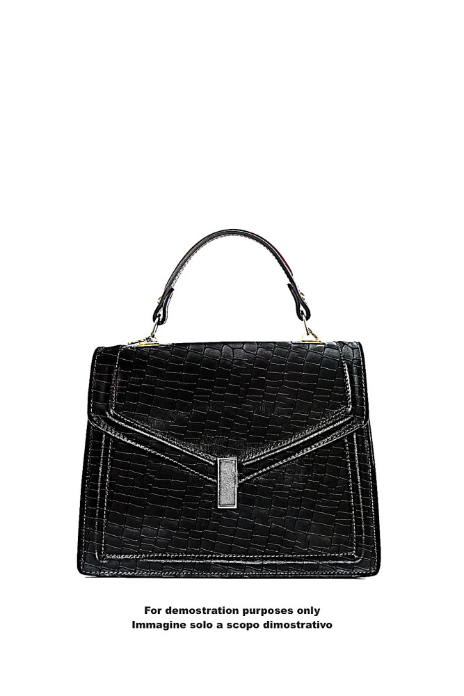 Black glossy CROCODILE embossed on...