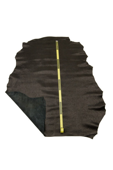 Pelle nera SPORTIVA, agnello LAVATO lucido morbido, pellame nappa stropicciato per artigiani