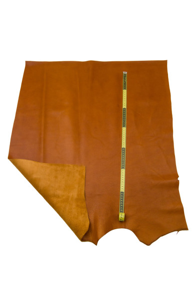 Brown PEBBLE GRAIN printed leather hide, tan grainy calfskin, soft embossed cowhide for crafting