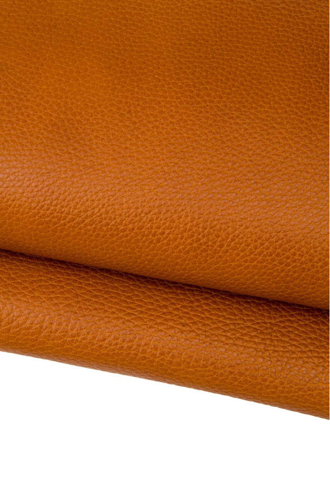 Brown PEBBLE GRAIN printed leather...