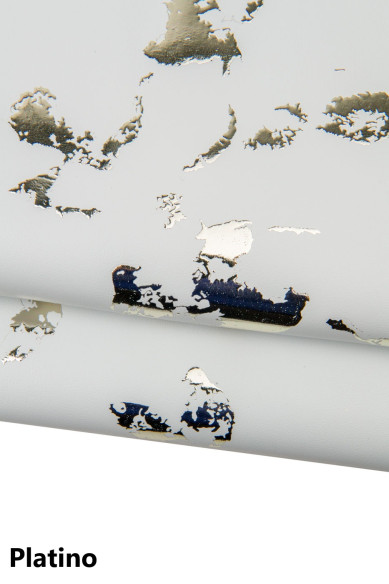 Pelle bianca LAMINATA stampa astratta, agnello MORBIDO bianco metallizzato, pellame per fai da te