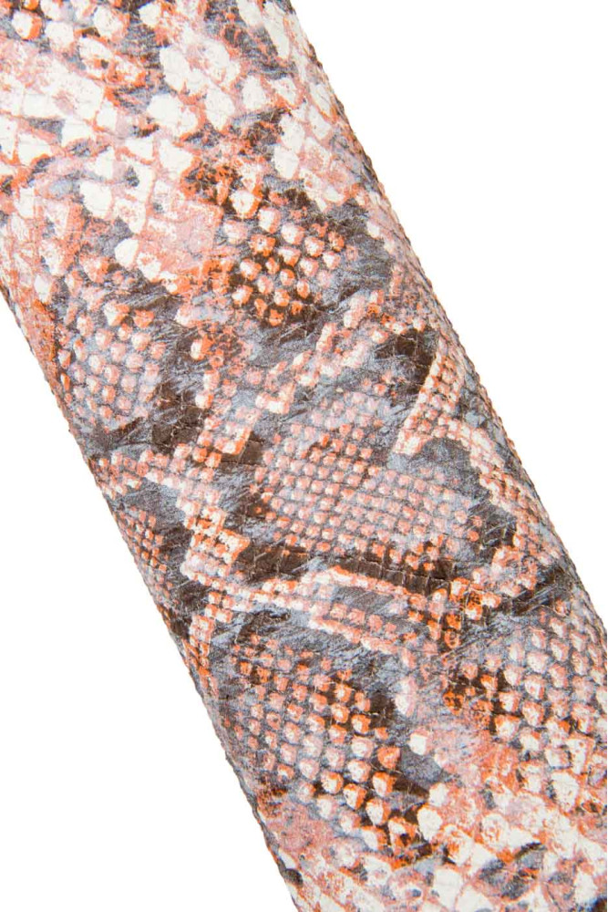 PYTHON textured leather skin, orange...
