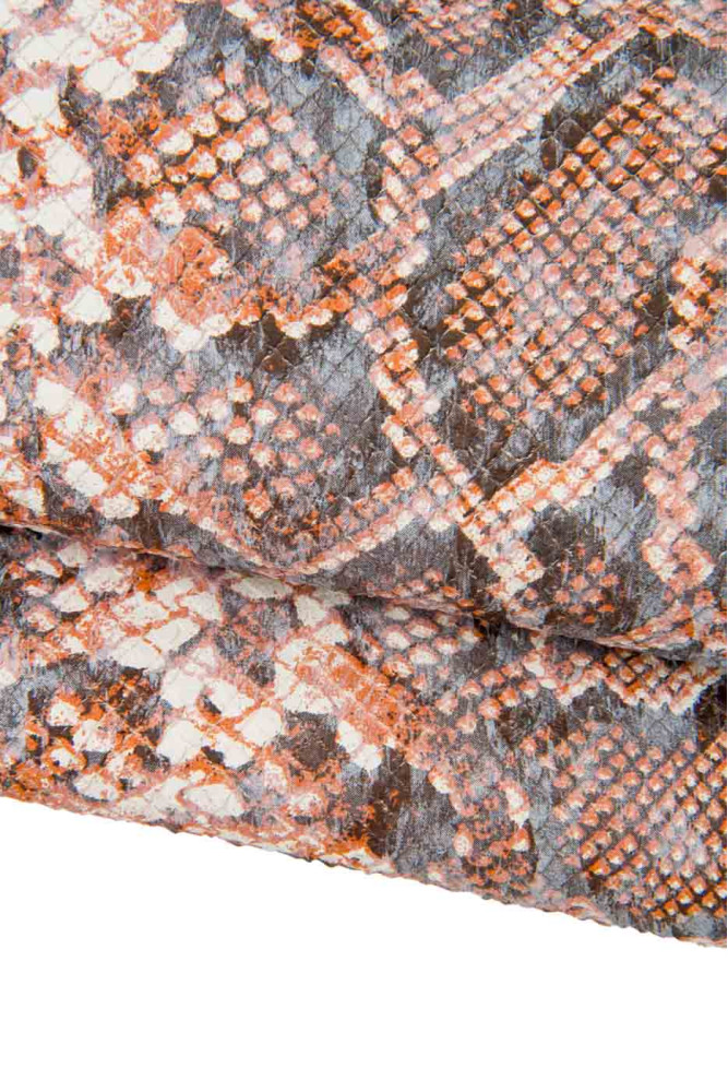 PYTHON textured leather skin, orange...