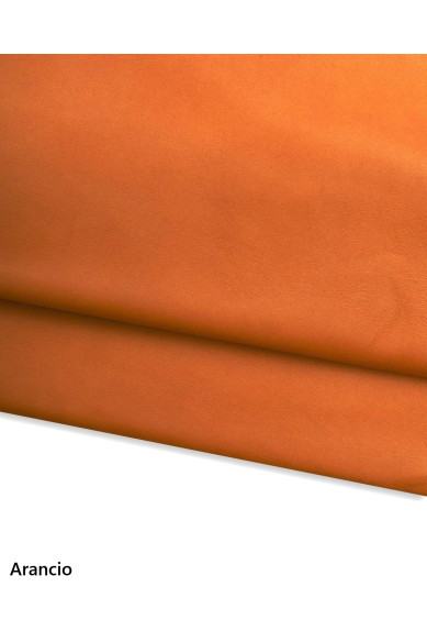 Orange, tan, brown sheepskin NAPPA, smooth soft lambskin leather hide for garments and craftings