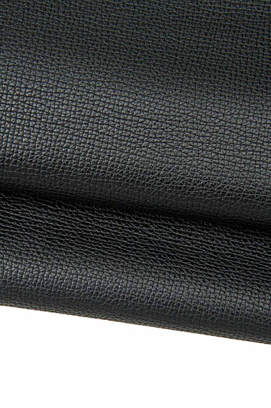 Vitello nero stampa simil SAFFIANO, pellame con GRANA, pelle morbida semi lucida per pelletteria