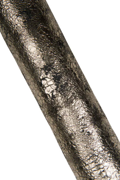 Pelle nera laminata PLATINO, capra metallizzata effetto CONSUMATO invecchiato, pellame morbido