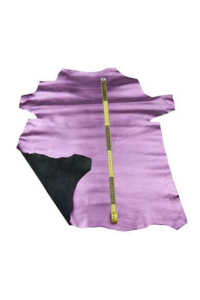 Pelle LAMINATA viola, capra metallizzata liscia, pellame lucido morbido  0.7-0.9 mm per il fai da te