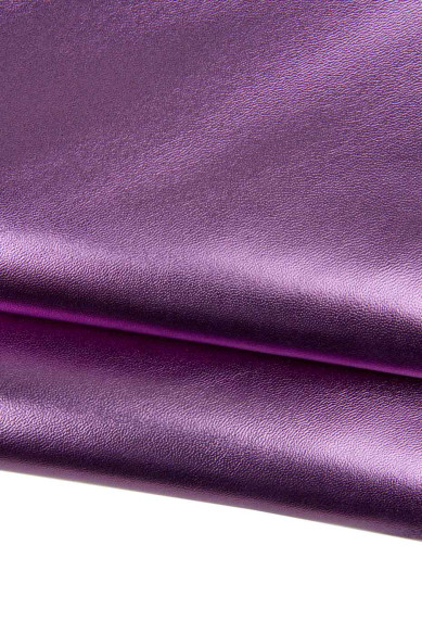 Purple METALLIC leather skin, SMOOTH sparkle hide, glossy soft goatskin  0.7-0.9 mm for DIY creations